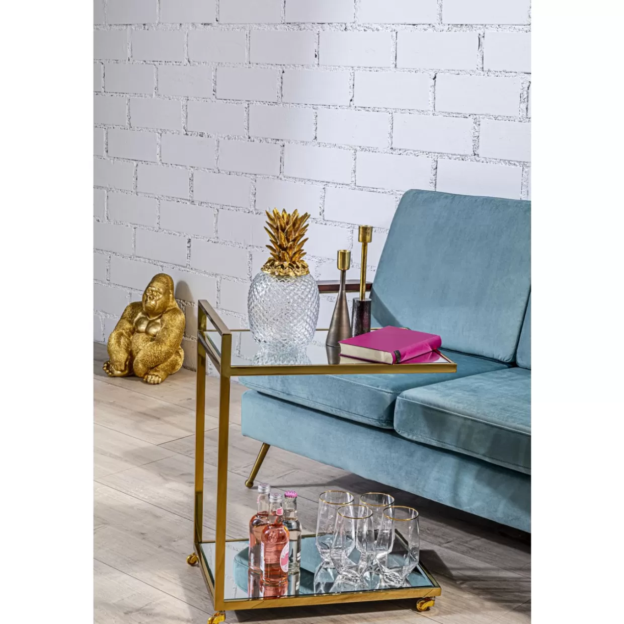 Scultura Moderna Gorilla in Profilo - Decorazione da Collezione in Oro Lucido, Dimensioni Medie by KARE Design Arredamento e Oggettistica