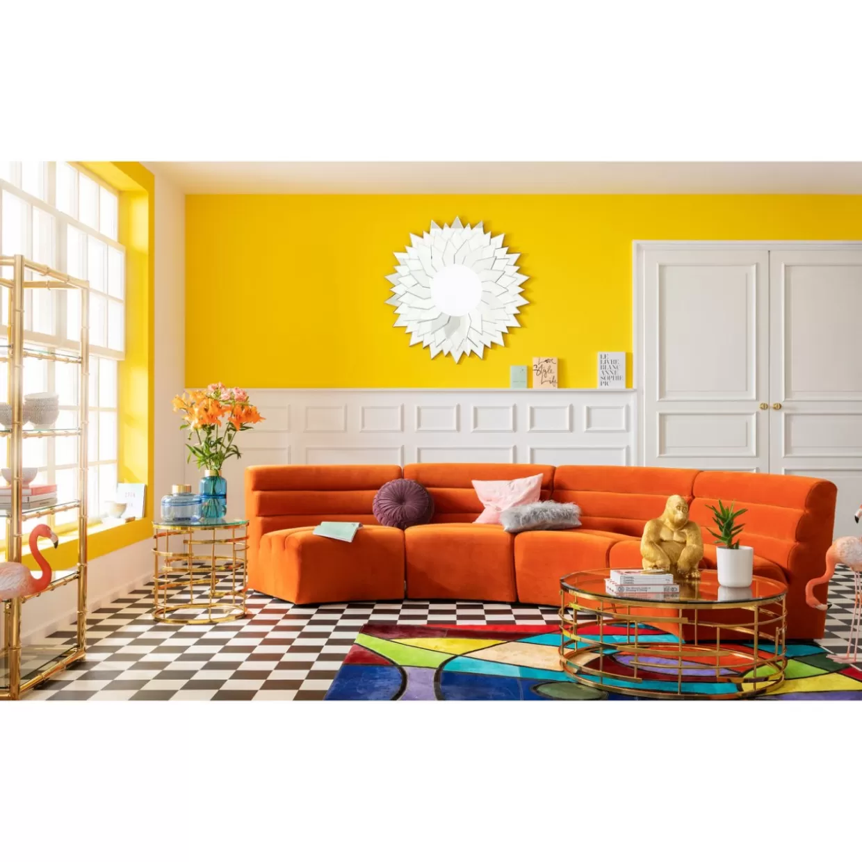 Scultura Moderna Gorilla in Profilo - Decorazione da Collezione in Oro Lucido, Dimensioni Medie by KARE Design Arredamento e Oggettistica