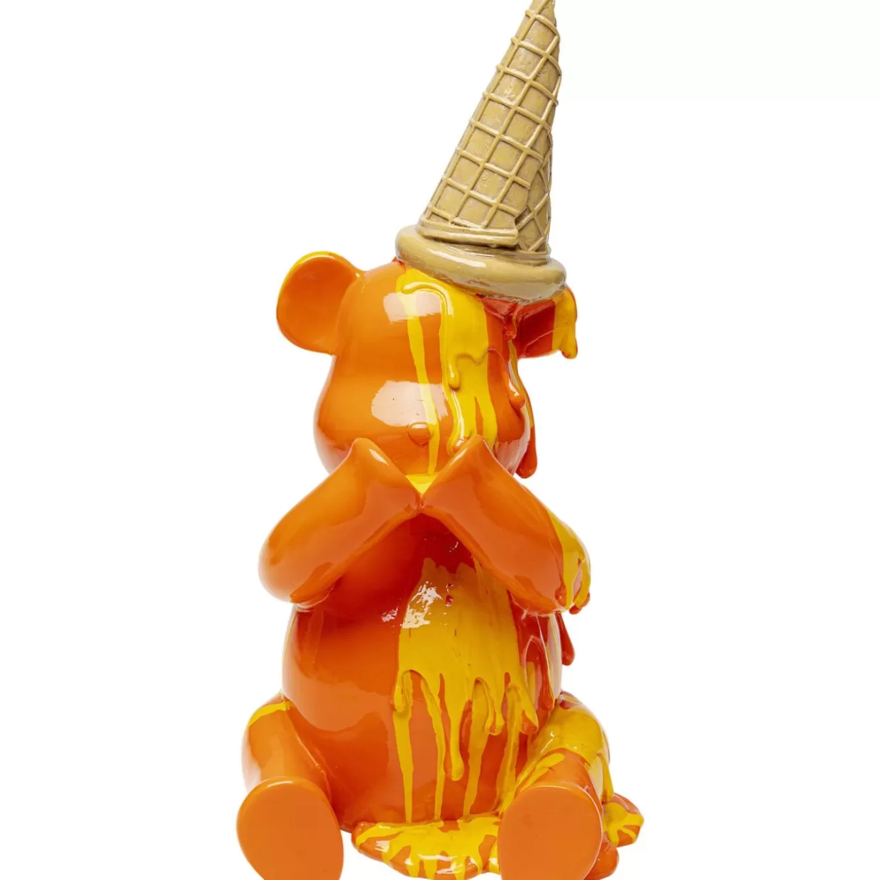 Orso Gelato Seduto Arancione - Statua Decorativa per Casa, Regalo Originale KARE Design, Altezza 37 cm