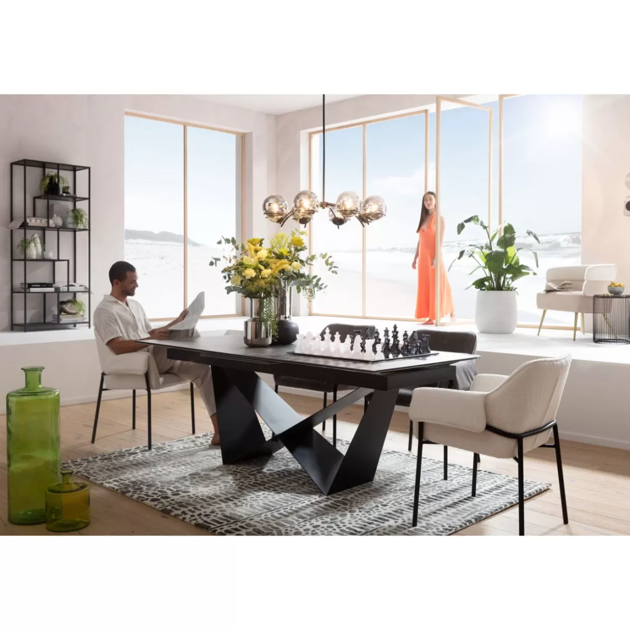 Scacchi Moderni in Design Trasparente KARE - Tavolo Decorativo 60x60 cm per Soggiorno o Sala Giochi - Accessori Casa con Stile Contemporaneo