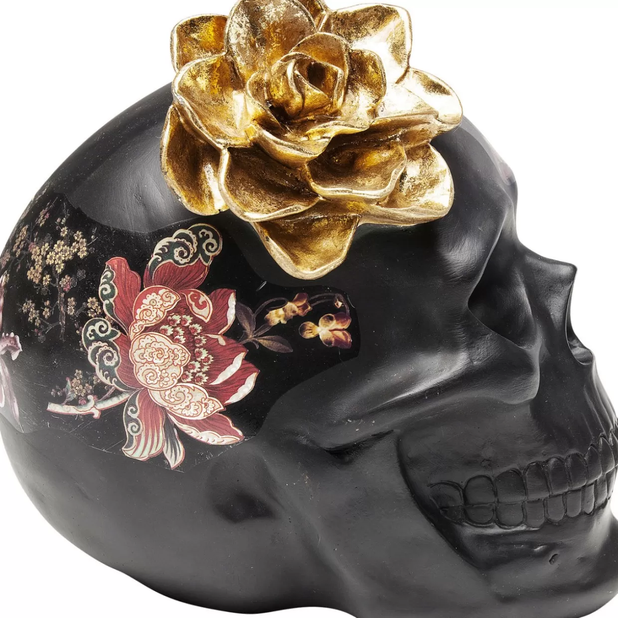 KARE Design - Teschio Floreale Artistico in Resina, 22 cm - Complemento d'Arredo per Interni