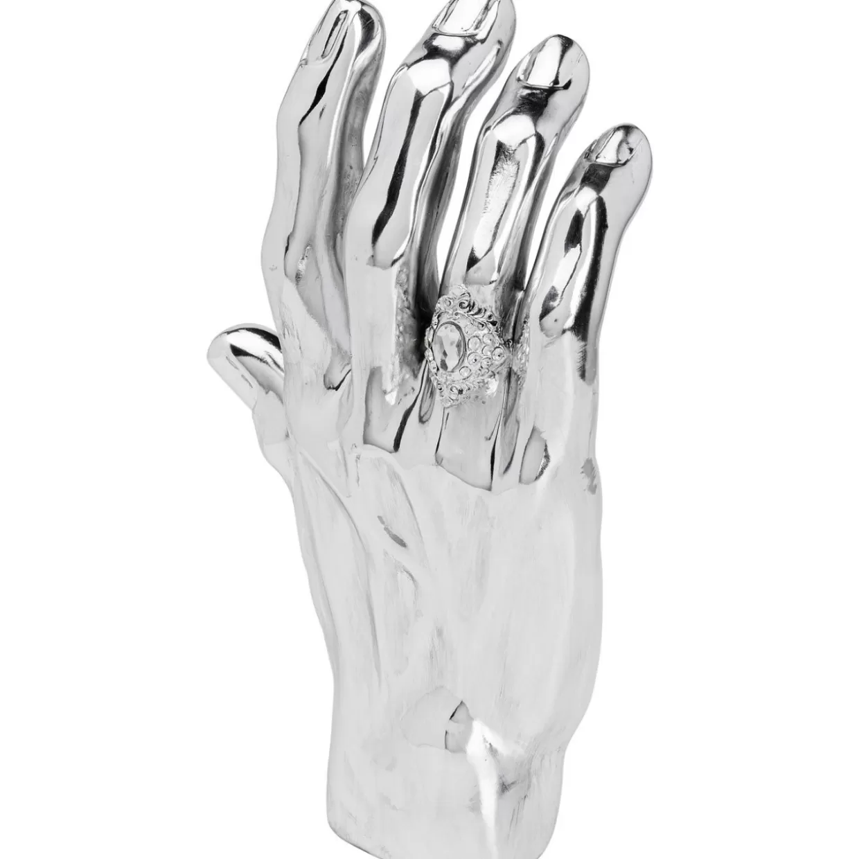 KARE Design - Anello Decorativo Mano con Diamante in Argento Placcato, Oggetto per Arredamento Moderno e Regalo di Design 

（：，