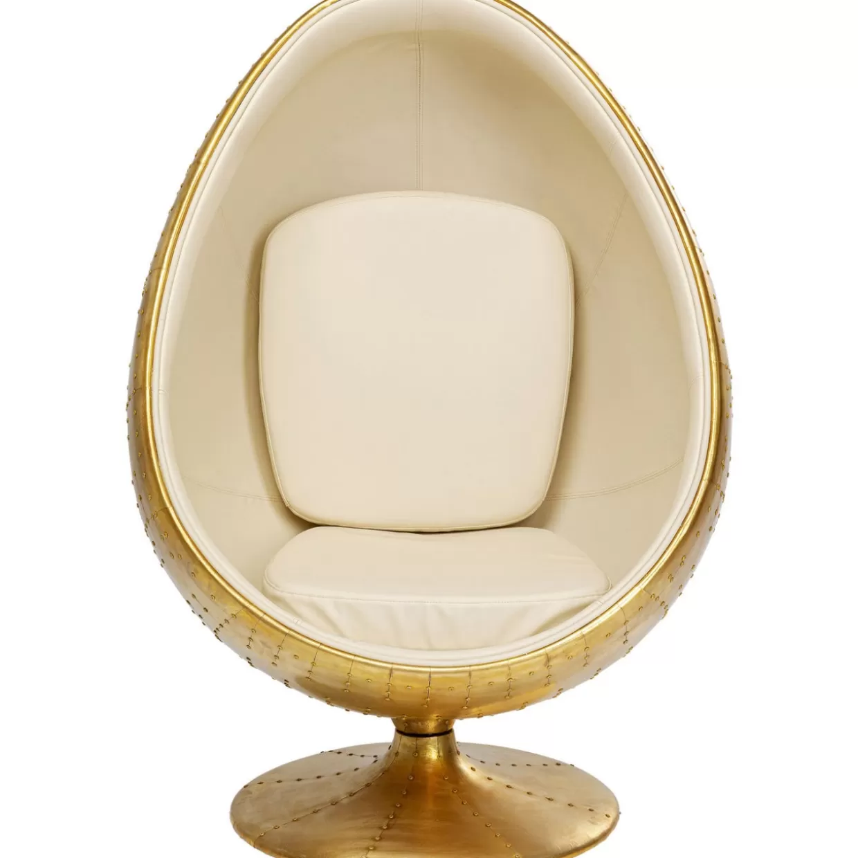 Poltrona Girevole 'Occhio Globale' in Ottone Lucido - Design Esclusivo KARE