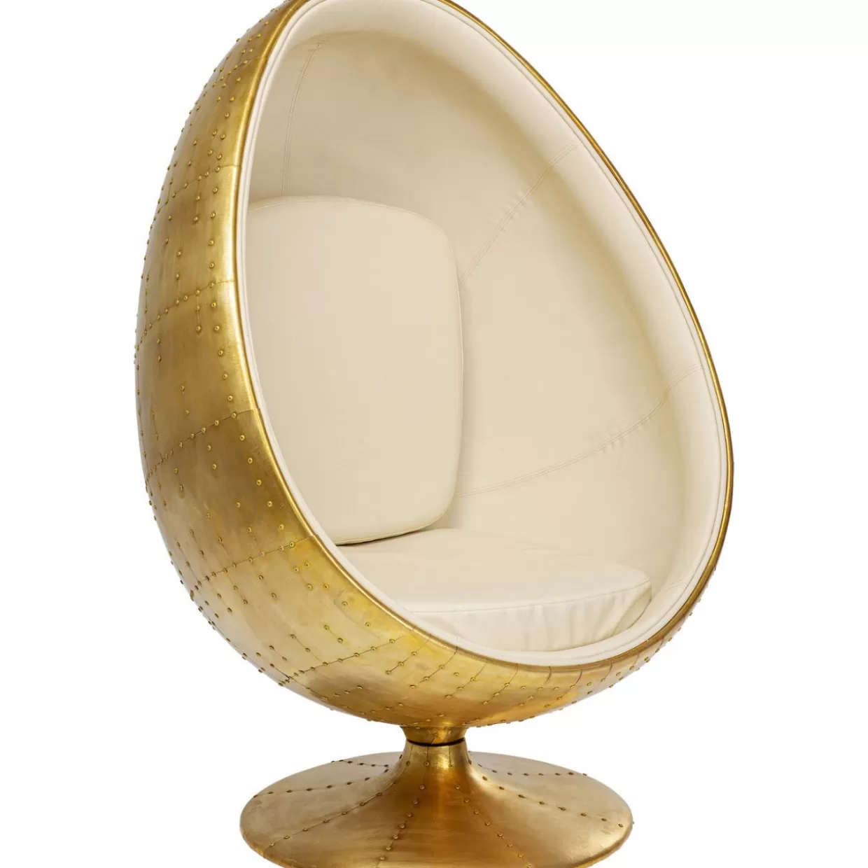 Poltrona Girevole 'Occhio Globale' in Ottone Lucido - Design Esclusivo KARE