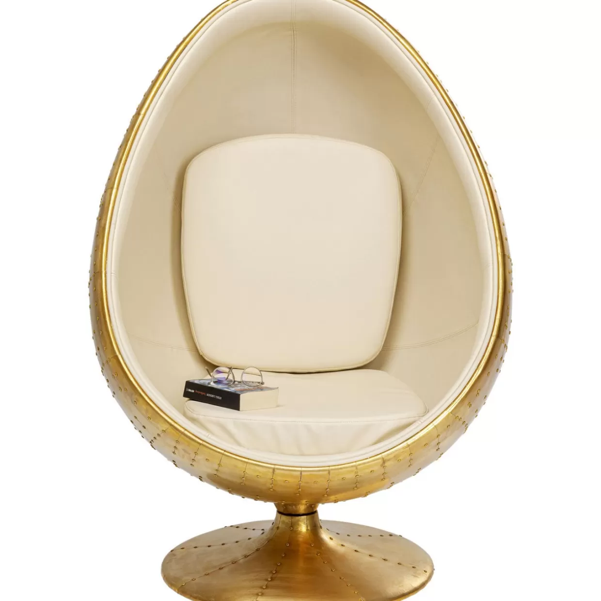 Poltrona Girevole 'Occhio Globale' in Ottone Lucido - Design Esclusivo KARE