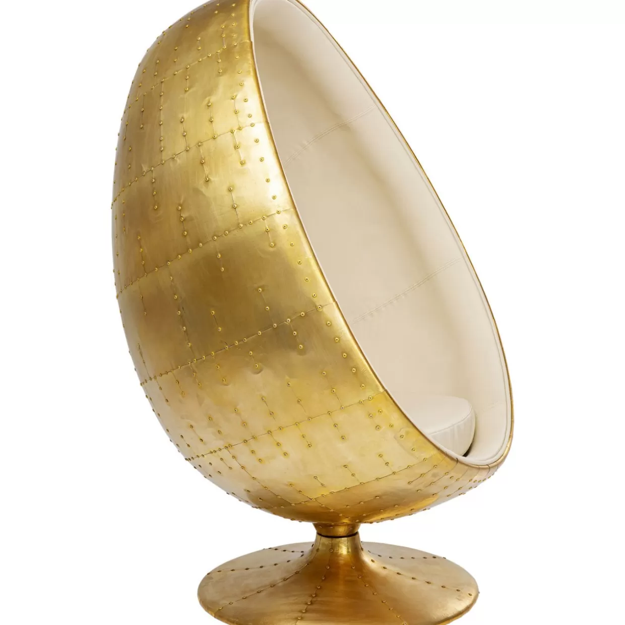 Poltrona Girevole 'Occhio Globale' in Ottone Lucido - Design Esclusivo KARE