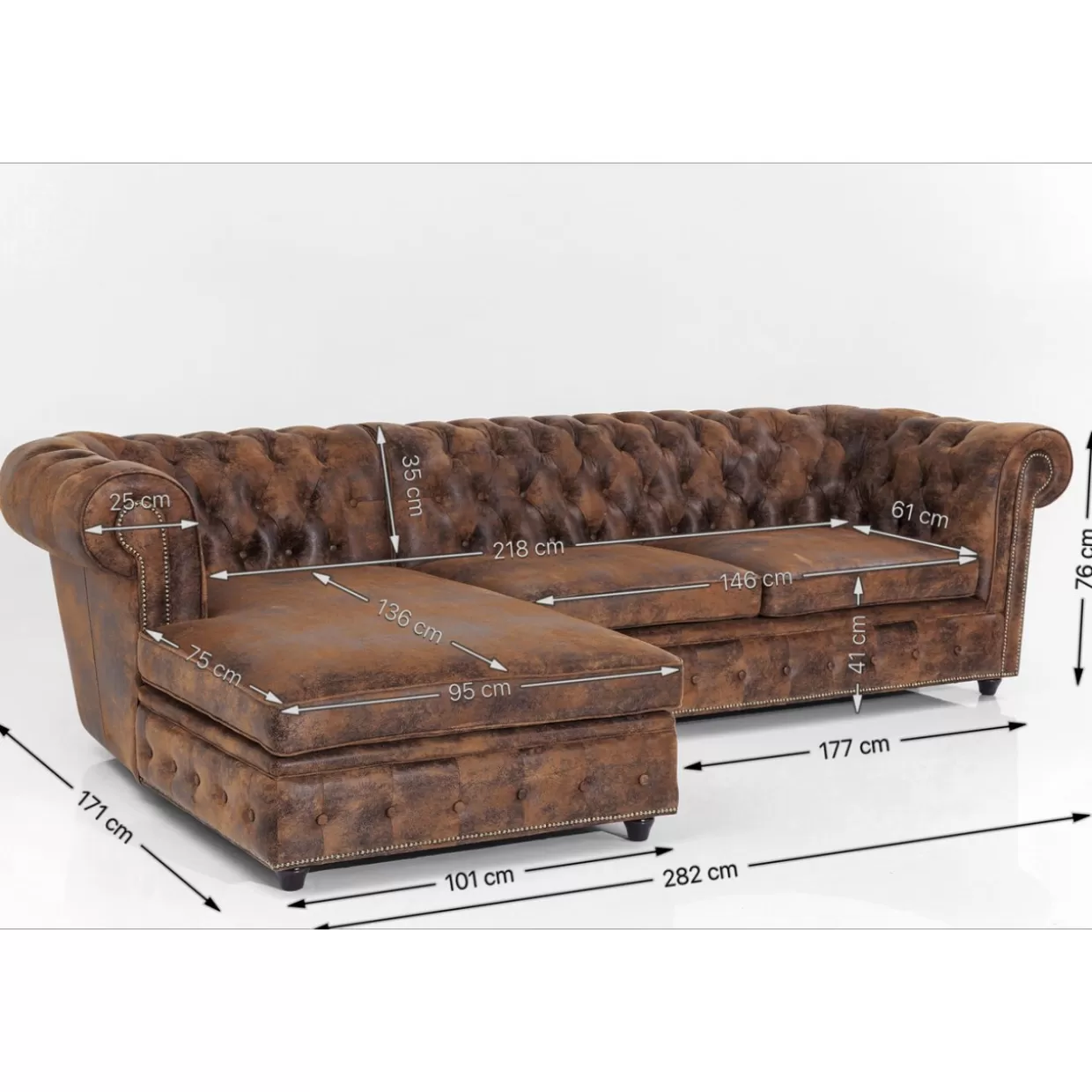 KARE Divani Angolari Cambridge con Stile Vintage - Smart-L Design Confortevole per Soggiorni Eleganti