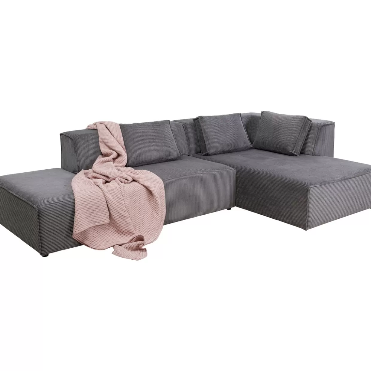 Divano Angolare Infinity con Poggiapiedi Incorporato - Grigio Corda, Versione Destra | Soluzione Modulare Elegante per Soggiorno by KARE Design