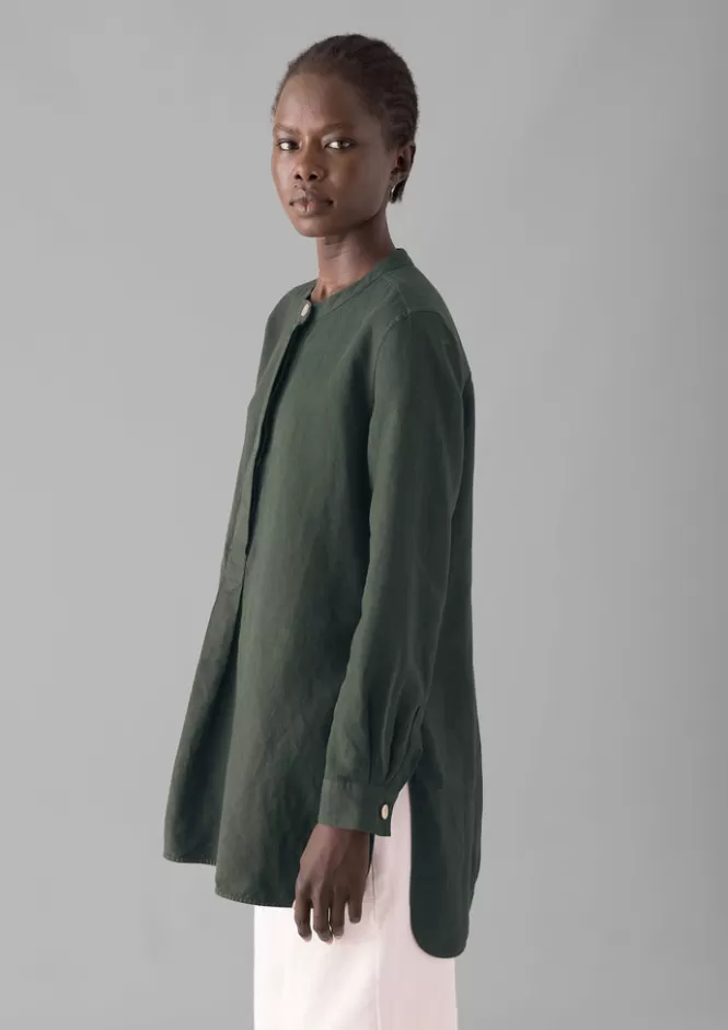 Elegante Tunica in Cotone e Lino per Donna – Camicia Lunga Confortevole Estate 2024 | Maglie Casual in Tessuto Naturale