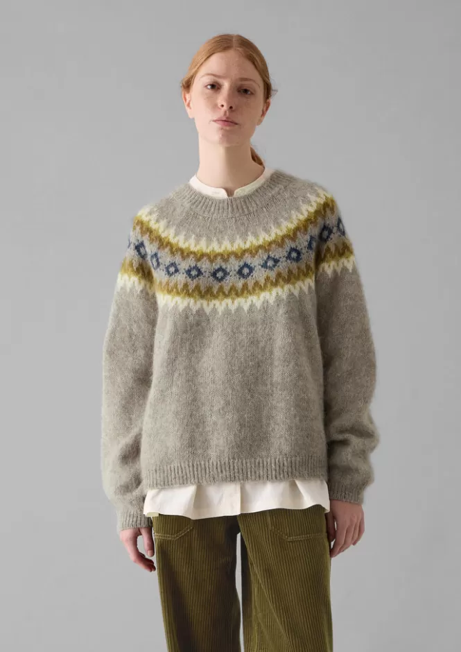 Maglia comoda con motivo Fair Isle e misto mohair - Prezzo speciale per donna