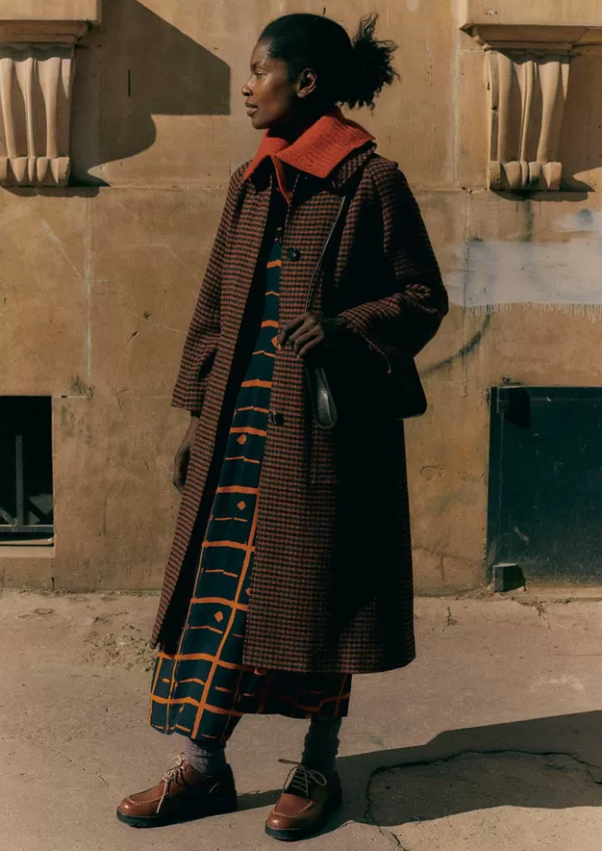 Giacca Elegante in Lana Houndstooth Frankie con Maniche Raglan - Cappotti Primavera Autunno per Donna, Prezzo Accessibile e Stile Classico