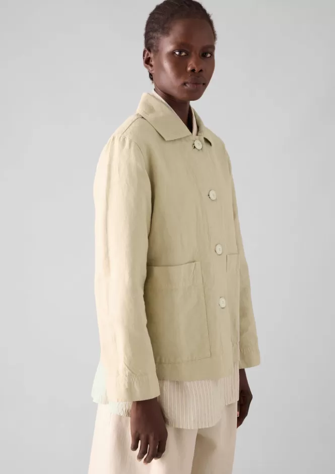 Giacca Donna in Cotone e Lino Tinta a Capo - Casual con Stile Effetto Vintage | Cappotti & Giacche