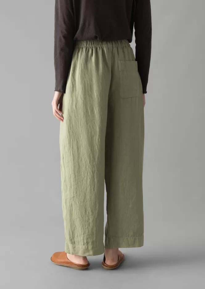 Pantaloni in Lino Naturale Tinte a Caldo con Taglio A Botte - Vita Comoda per Donna, Ideali per il Relax o Abiti da Casa