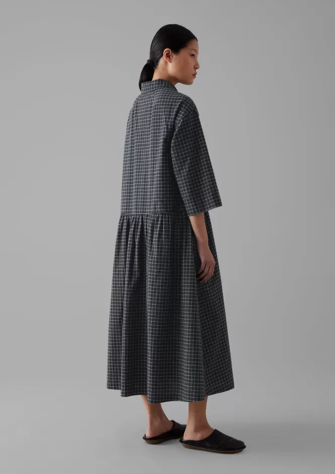 Abito Camicia Donna in Cotone e Cashmere Pregiato - Loungewear Elegante con Motivo Check, Vestibilità Premium per Relax Stilizzato