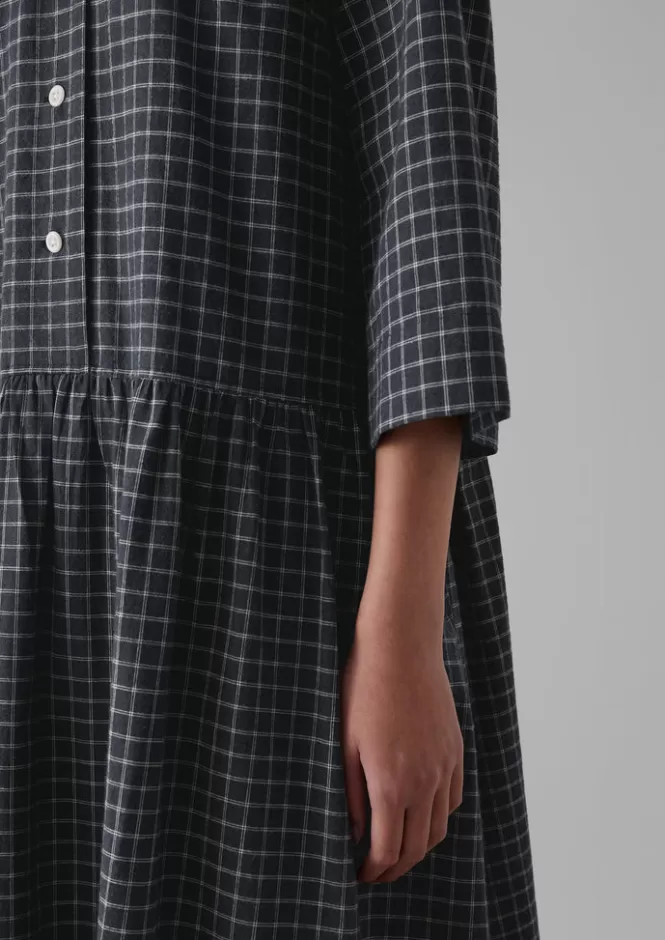 Abito Camicia Donna in Cotone e Cashmere Pregiato - Loungewear Elegante con Motivo Check, Vestibilità Premium per Relax Stilizzato