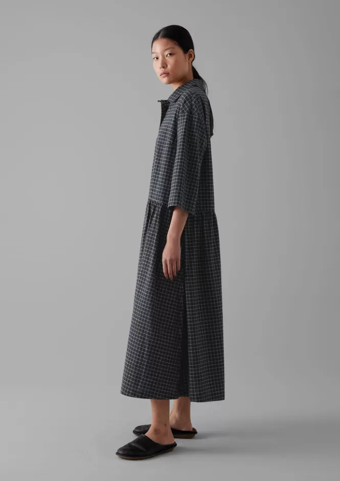 Abito Camicia Donna in Cotone e Cashmere Pregiato - Loungewear Elegante con Motivo Check, Vestibilità Premium per Relax Stilizzato