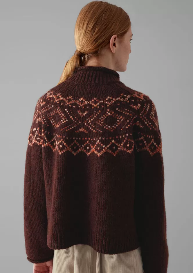 Maglione Donna Inverno 2024 con Dettaglio Grafico a Yoke - Maglieria Morbida di Tendenza, Stile Unico e Confortevole