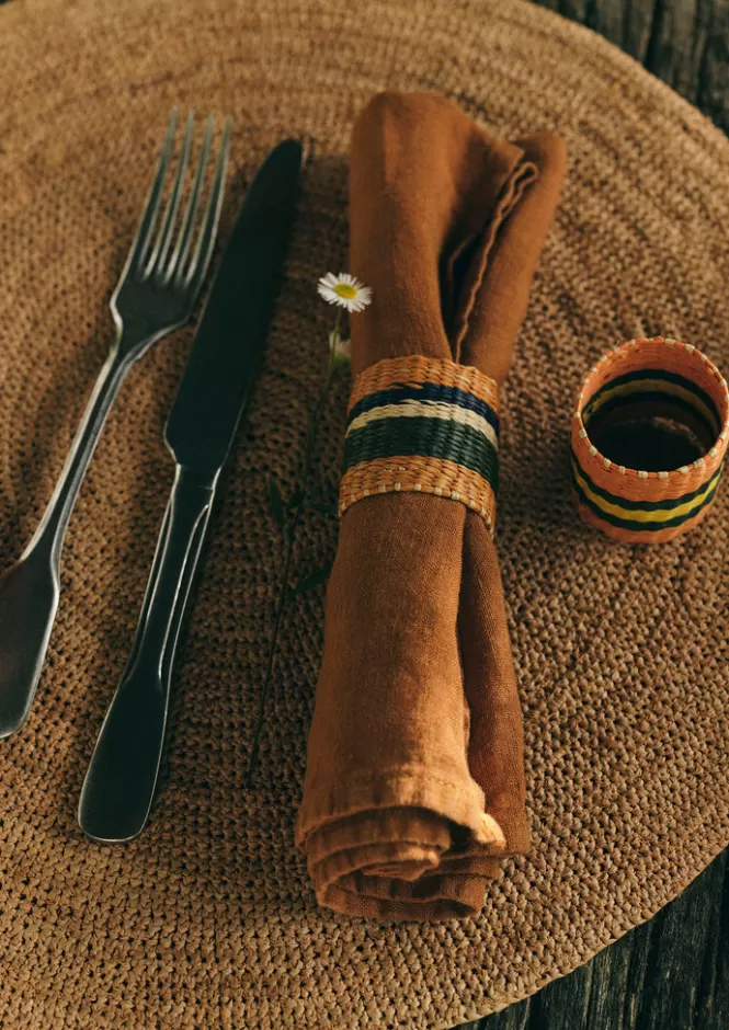 Anelli Portatovaglioli Artigianali in Fibra di Iraca - Intreccio Manuale Naturale per Tavola - Accessori Cucina Eco-Friendly con Confezione Regalo Elegante