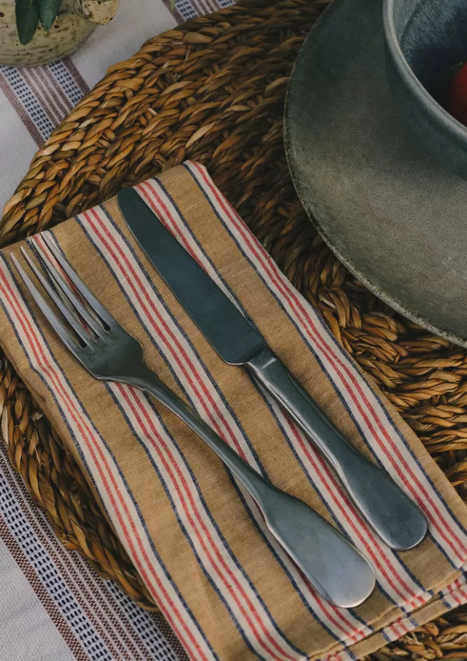 Set Tovaglioli Artigianali Righe Colorate - Tessuti per Tavola in Cotone Sostenibile (6 Pezzi) - Ideali per Pranzi Eleganti e Occasioni Speciali