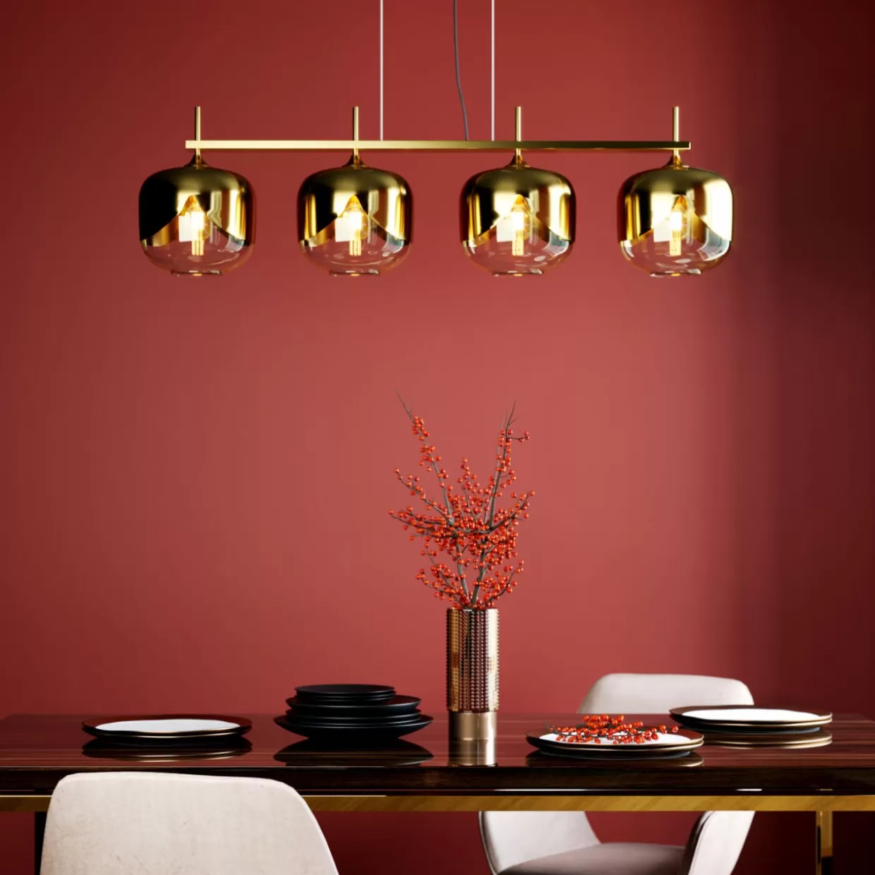 KARE Design Hängeleuchten | Hangeleuchte Golden Goblet Quattro O25Cm
