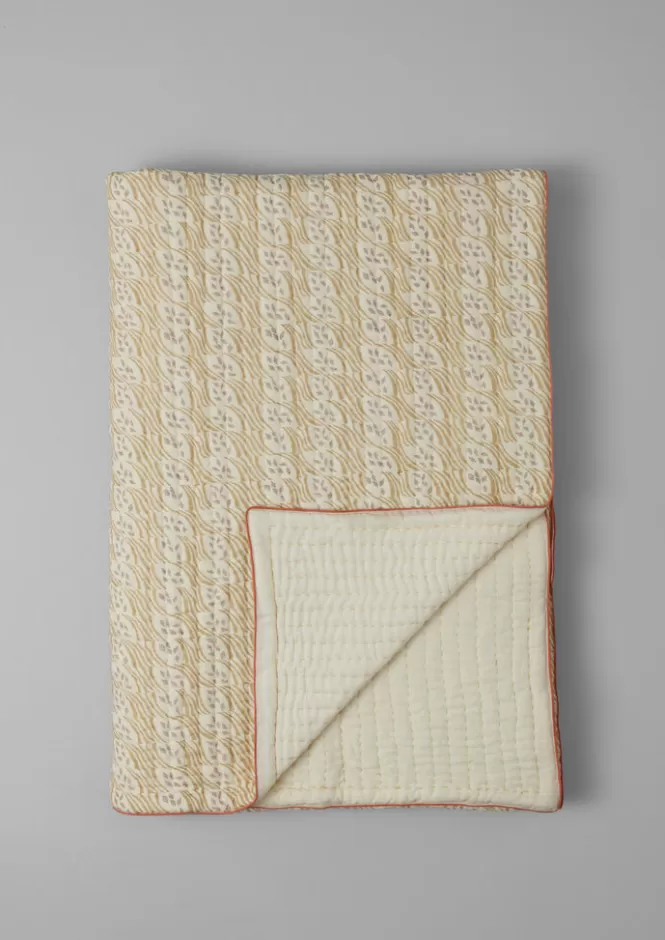 Coperta Artigianale in Cotone con Stampa Tradizionale 'Raccolto Pregiato' - Trapunta Confortevile e Plaid Eleganti per la Casa