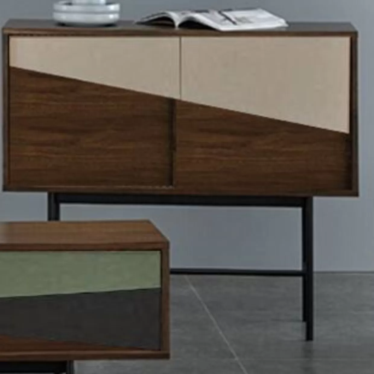 KARE Design - Credenza Elegante con Ante Lamello, Colore Naturale - Soluzione di Organizzazione Perfetta 110x95 cm