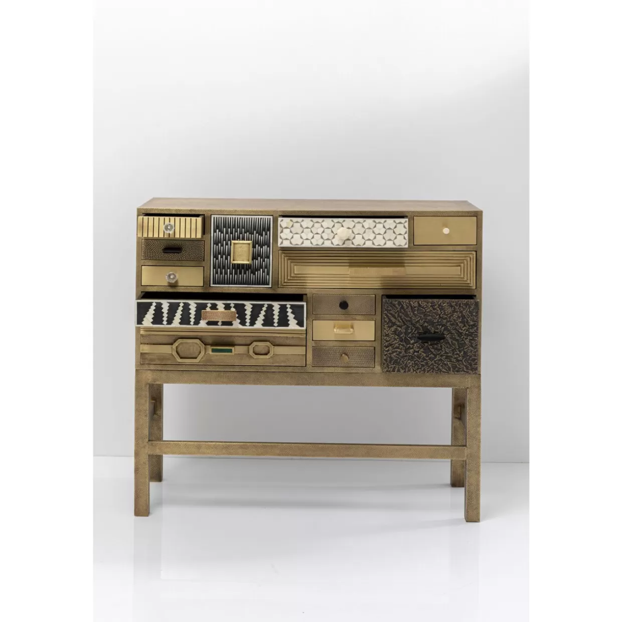 KARE Design - Comò Alto Chalet Dorato con 13 Ante, Credenza Elegante per Soggiorno o Camera da Letto