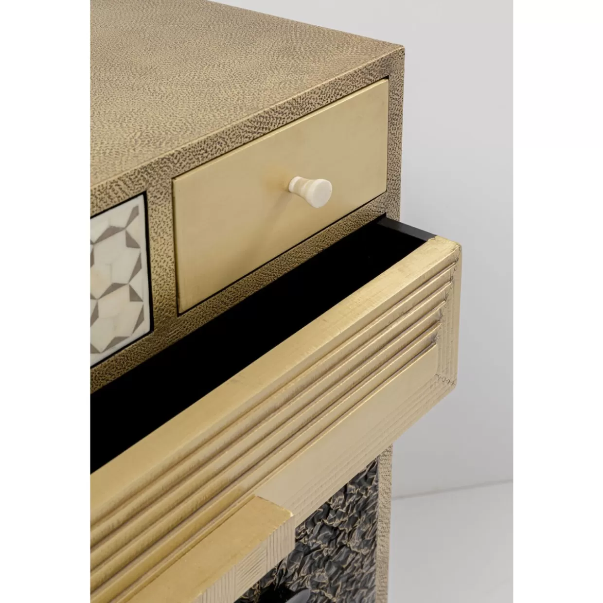 KARE Design - Comò Alto Chalet Dorato con 13 Ante, Credenza Elegante per Soggiorno o Camera da Letto