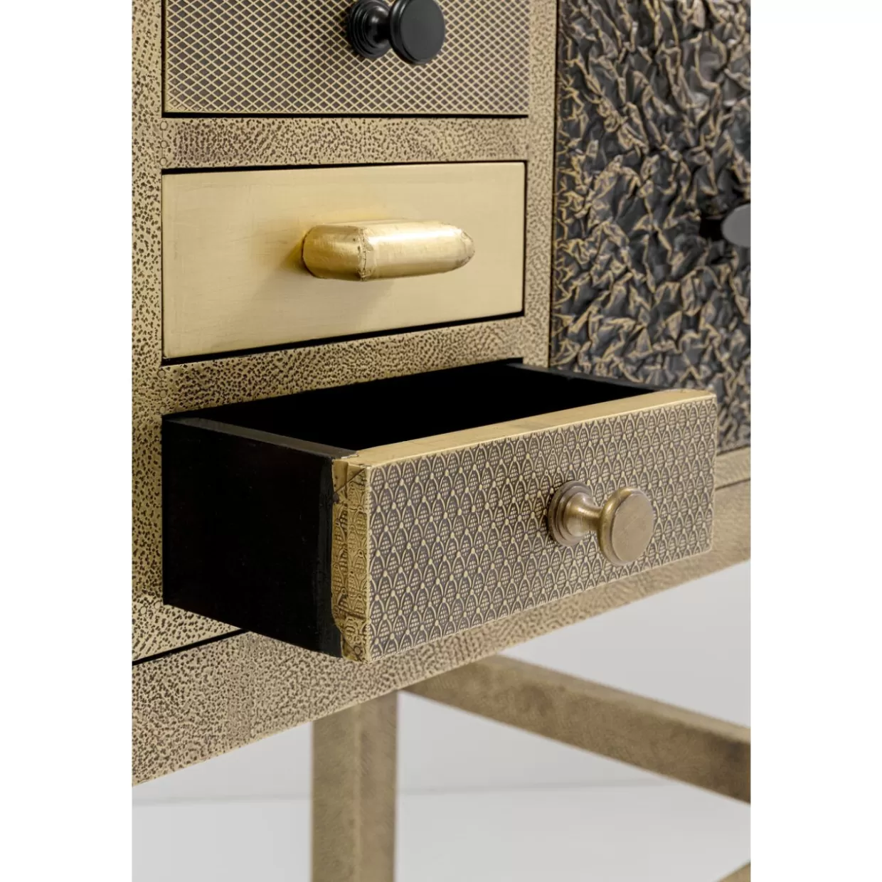 KARE Design - Comò Alto Chalet Dorato con 13 Ante, Credenza Elegante per Soggiorno o Camera da Letto