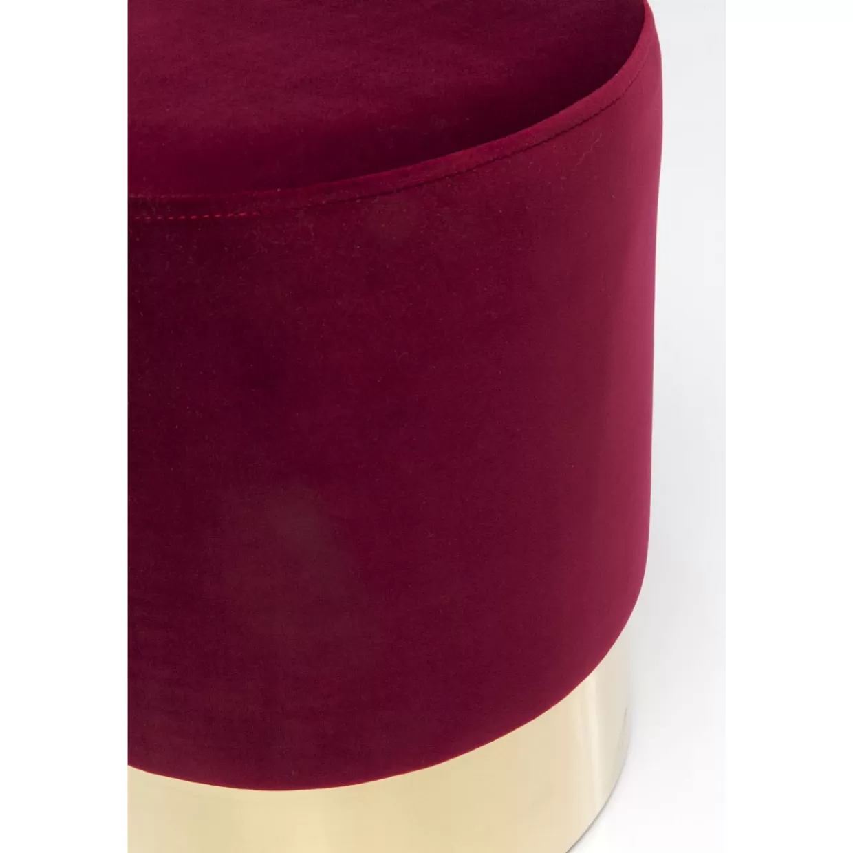 Pouf Elegante in Pelle Bordeaux con Detagli Ottone - Design KARE Altezza 35cm
