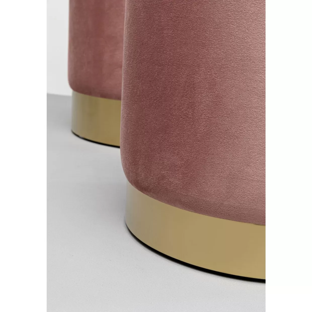 KARE Design Set Elegante - Coppia Panche con Sgabello Integrato in Ciliegio, Vanocarrozzeria Ottone Rosa 

（：，