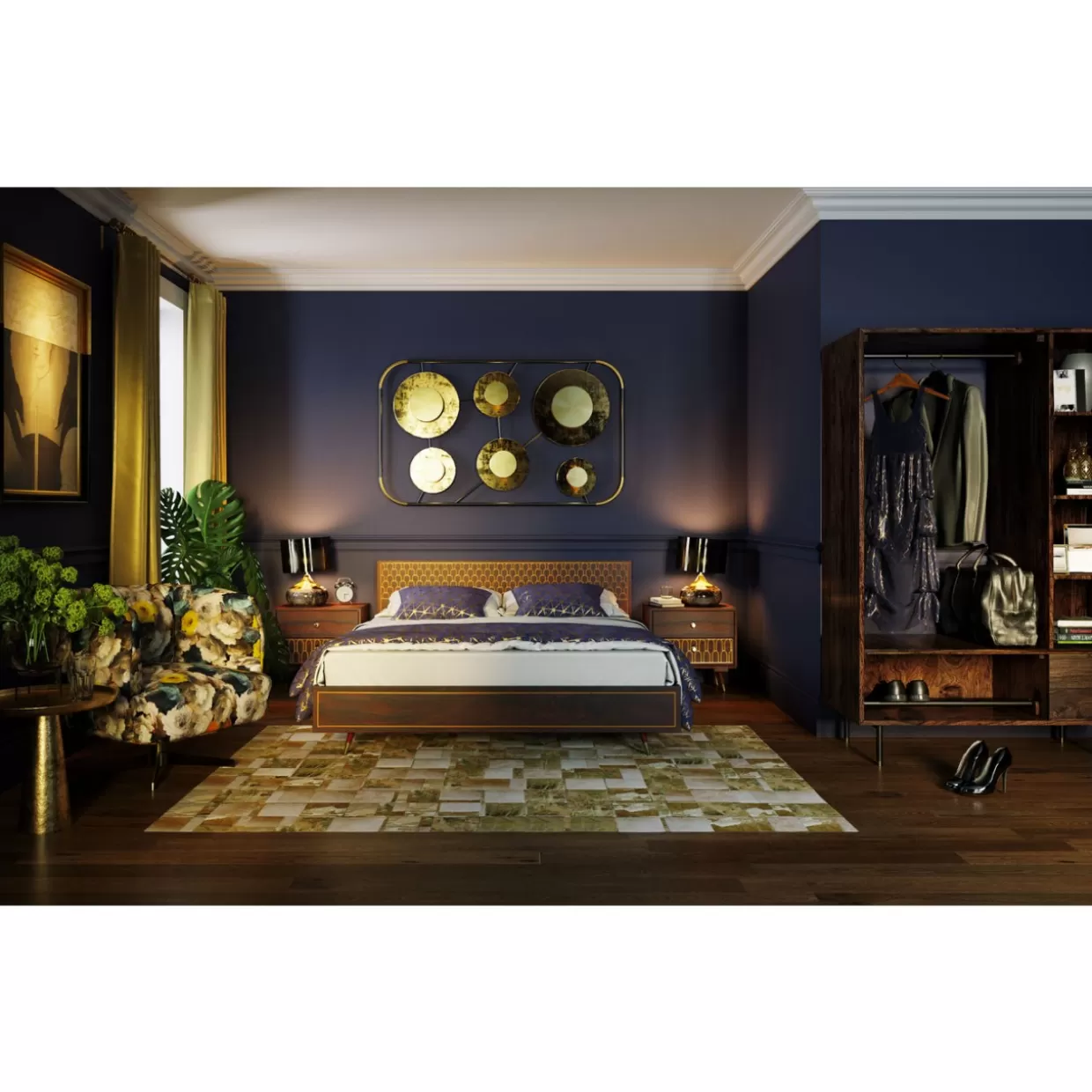 Letto Matrimoniale in Legno Massello Muskat 160x200 - Design Moderno KARE per Camera da Letto