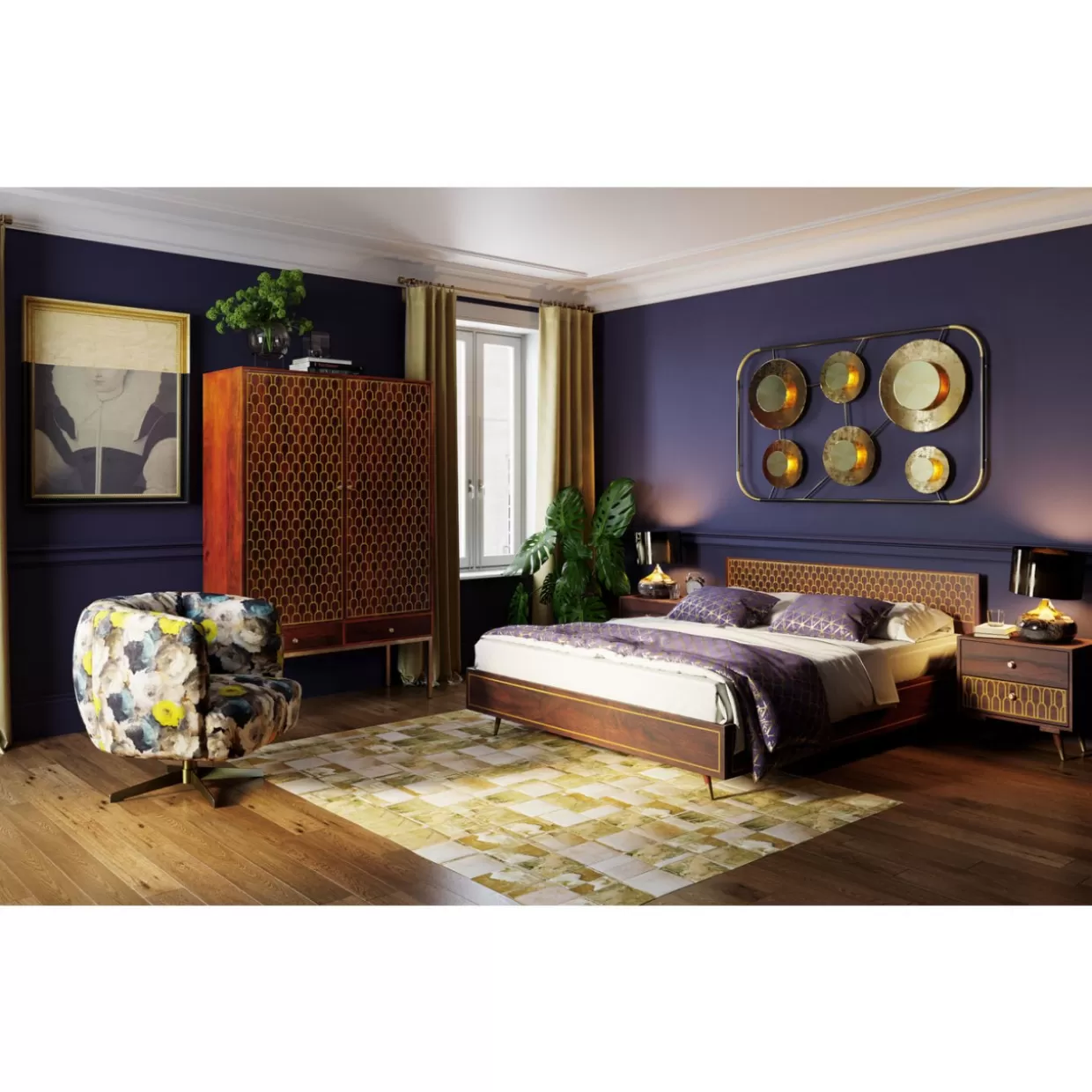 Letto Matrimoniale in Legno Massello Muskat 160x200 - Design Moderno KARE per Camera da Letto