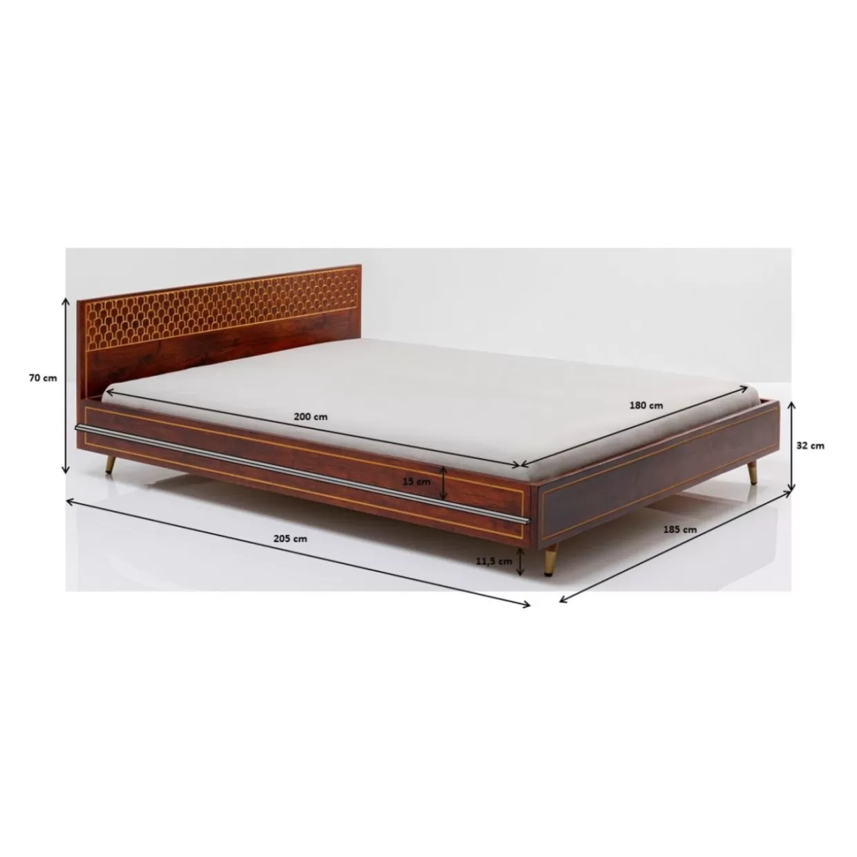 Letto Matrimoniale in Legno Muskat - Design Elegante, Misure 180x200 cm, KARE Collection
