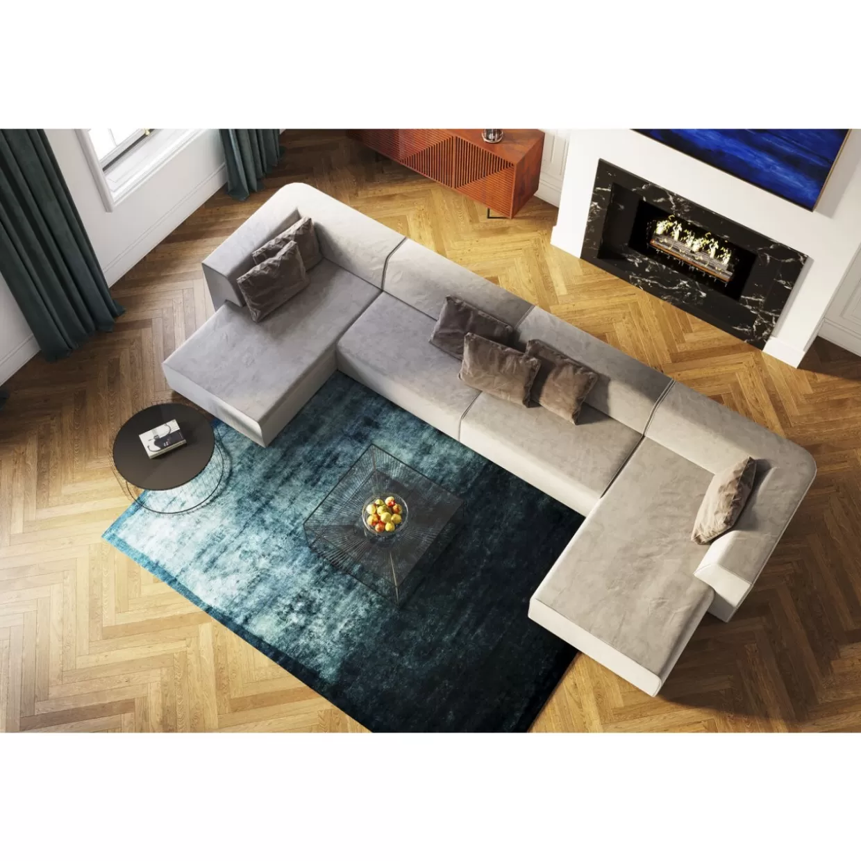 Divano Infinity KARE Design a 2 posti con 80 elementi decorativi - Grigio Antracite Elegante