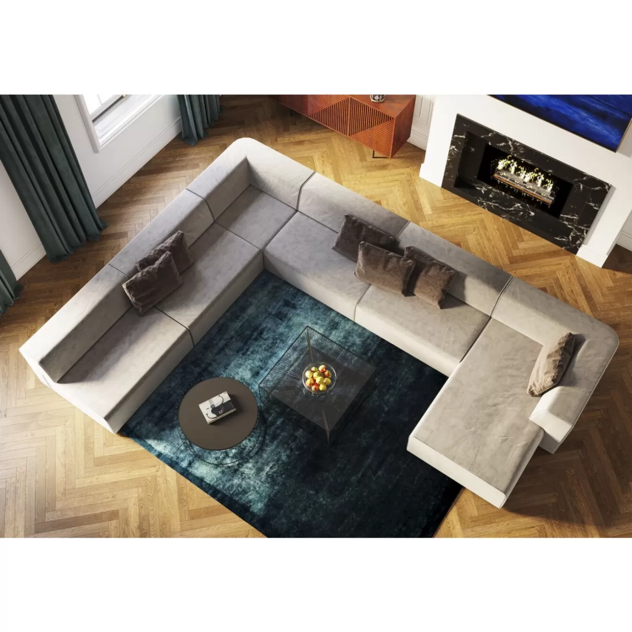 KARE Design - Divano Angolare Infinity 100 Modulare in Grigio per Angolo Destro