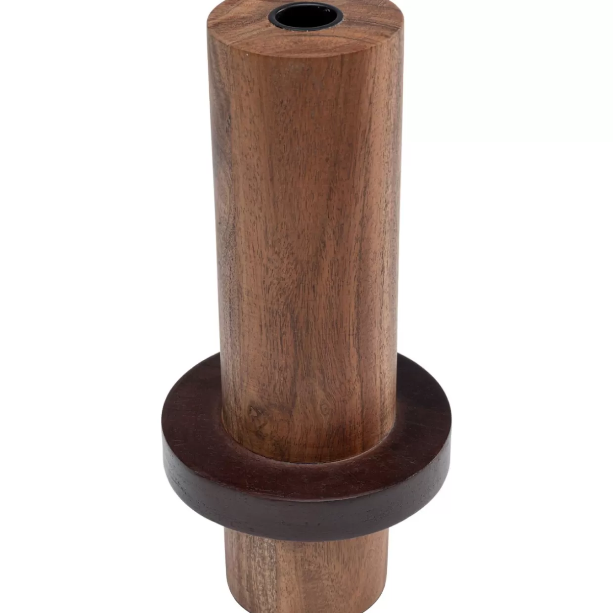 Portacandele in Legno Naturale con Lanterna Integrata - Cilindro Design KARE, Altezza 25 cm