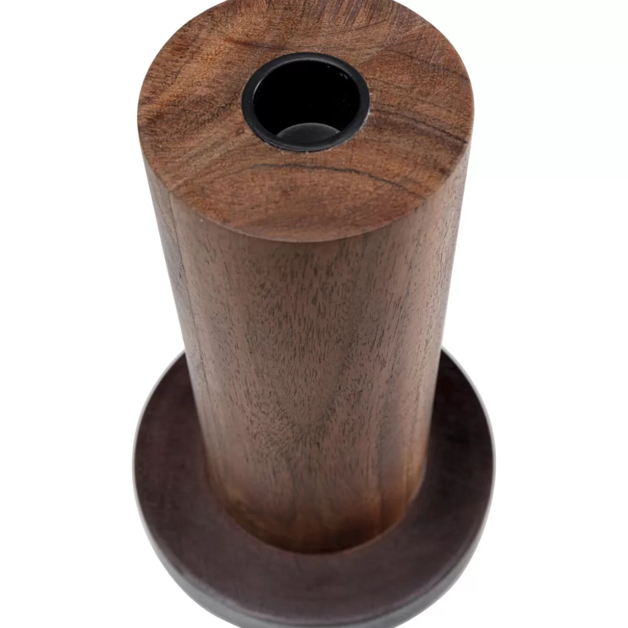 Portacandele in Legno Naturale con Lanterna Integrata - Cilindro Design KARE, Altezza 25 cm