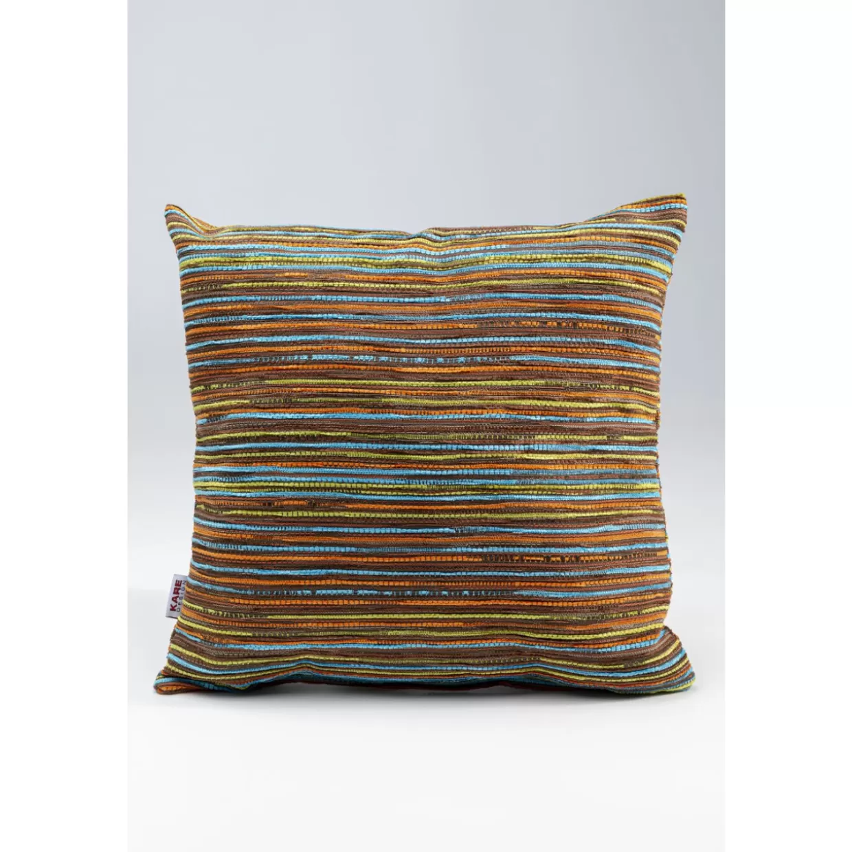 Cuscino Design KARE con Righe Decorative - Fantasia Multicolore su Sfondo Marrone 40x40 cm - Copricuscino Morbido per Arredamento Moderno