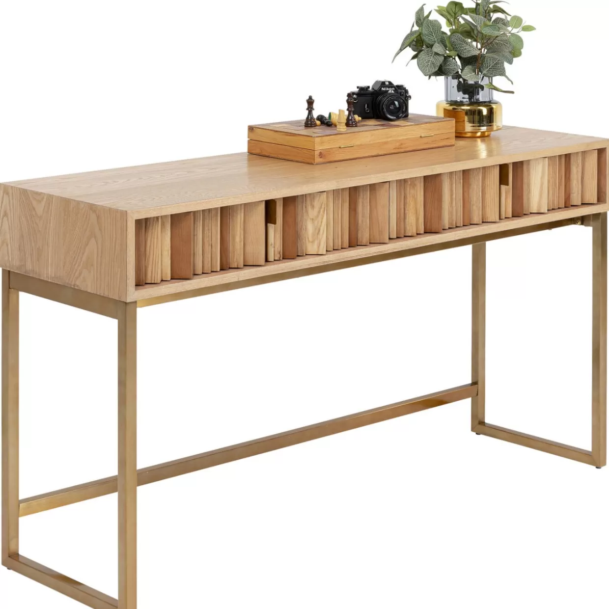 KARE Design - Credenza e Console Moderna con Design Concertina in Legno Naturale, Dimensioni 136x40 cm