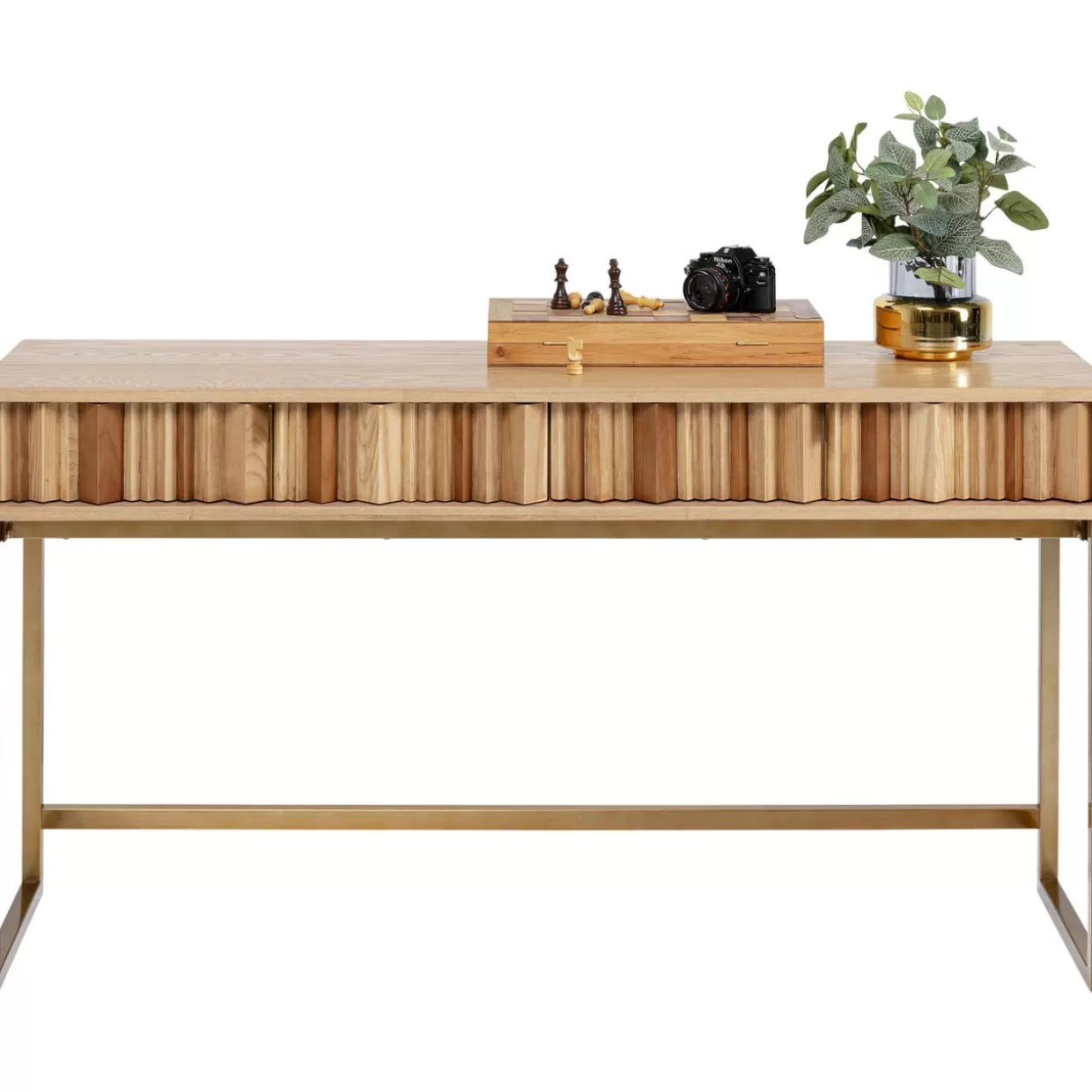 KARE Design - Credenza e Console Moderna con Design Concertina in Legno Naturale, Dimensioni 136x40 cm