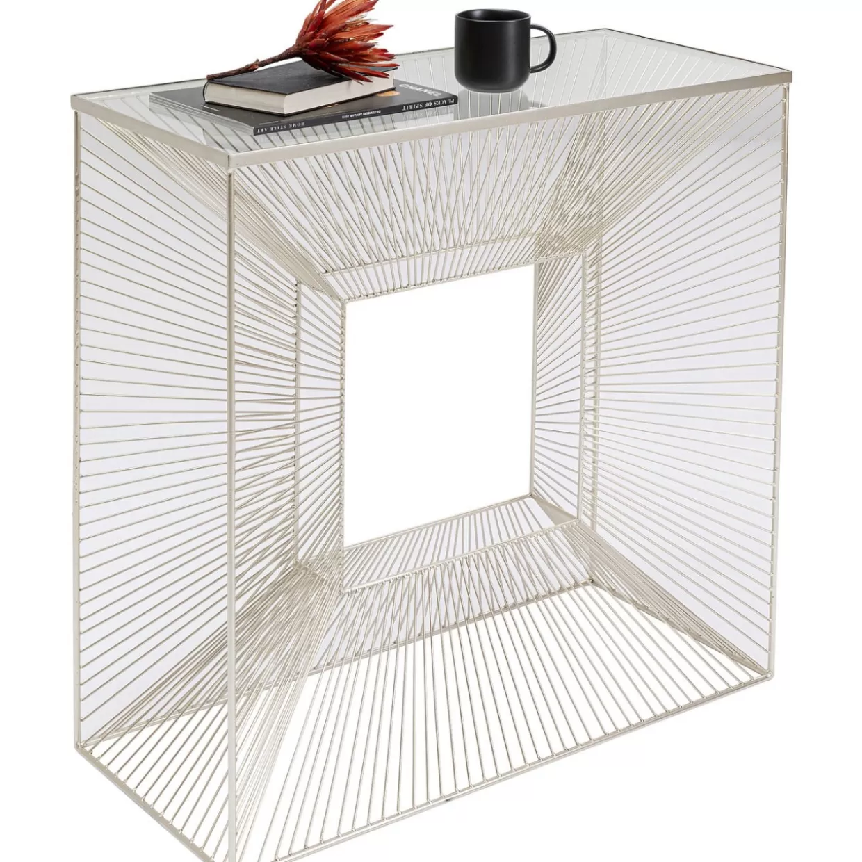 Consolle KARE Design Elegante in Champagne - Mobile Multifunzione 81x81 cm per Soggiorno o Ingresso