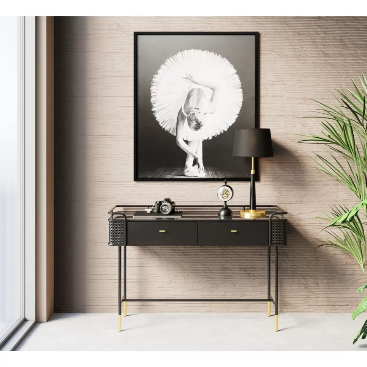 KARE Design Cassettiera Moderna con Console Fence 120x80 cm - Credenza Multifunzione per Soggiorno o Ingresso