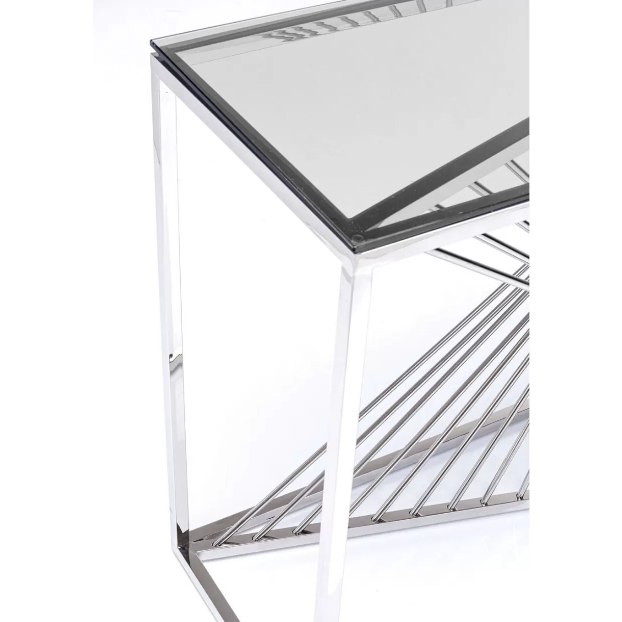 KARE Design - Set Elegante Comò con Credenza, Stile Moderno con Rifiniture Argento Lucido e Vetro Trasparente (120x40 cm)