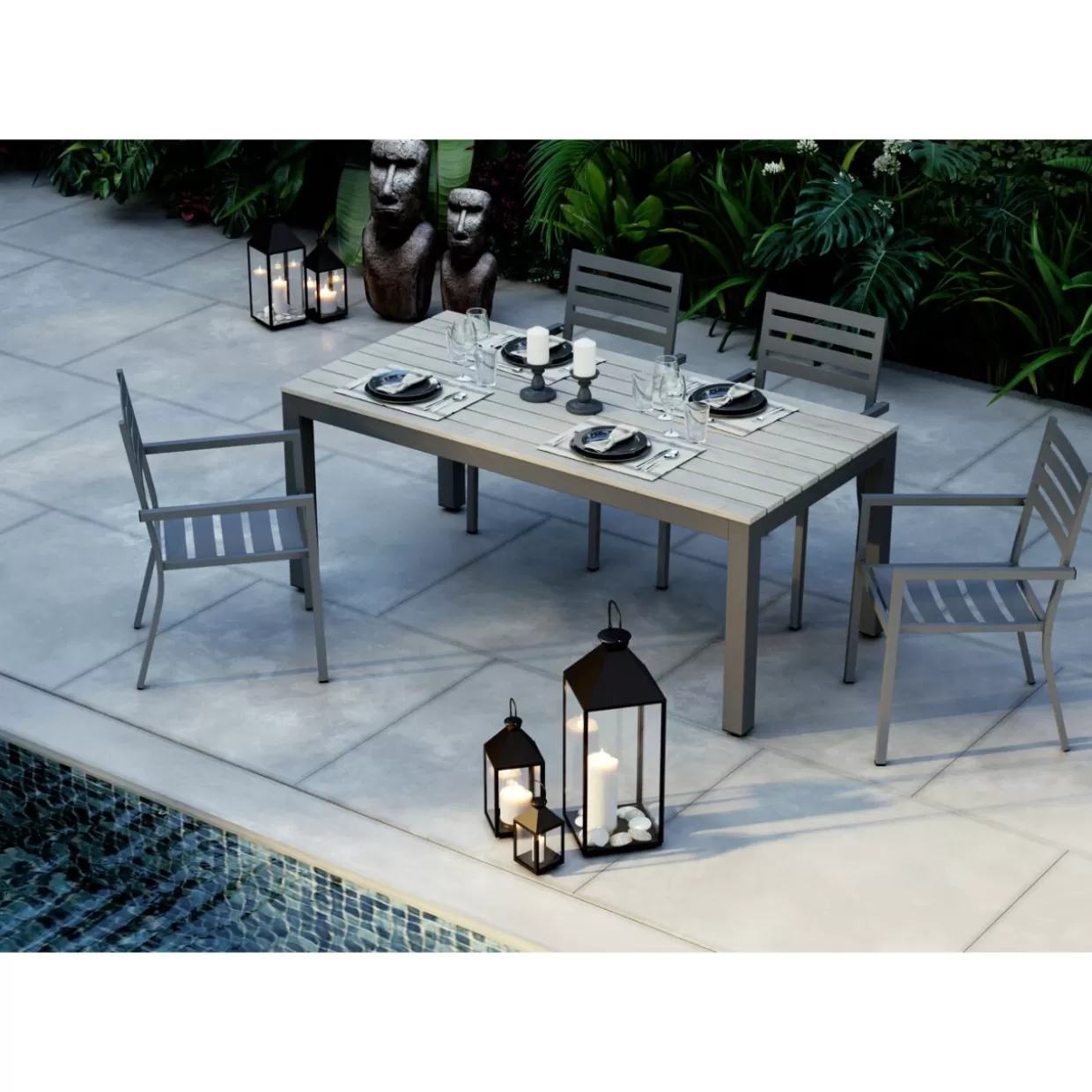 Lanterna decorativa Giardino in stile moderno - Set da 4 pezzi in finitura oro antico su struttura nera | Collezione esclusiva KARE Design per arredamento esterno ed interni