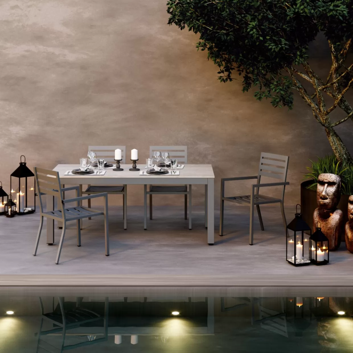 Lanterna decorativa Giardino in stile moderno - Set da 4 pezzi in finitura oro antico su struttura nera | Collezione esclusiva KARE Design per arredamento esterno ed interni