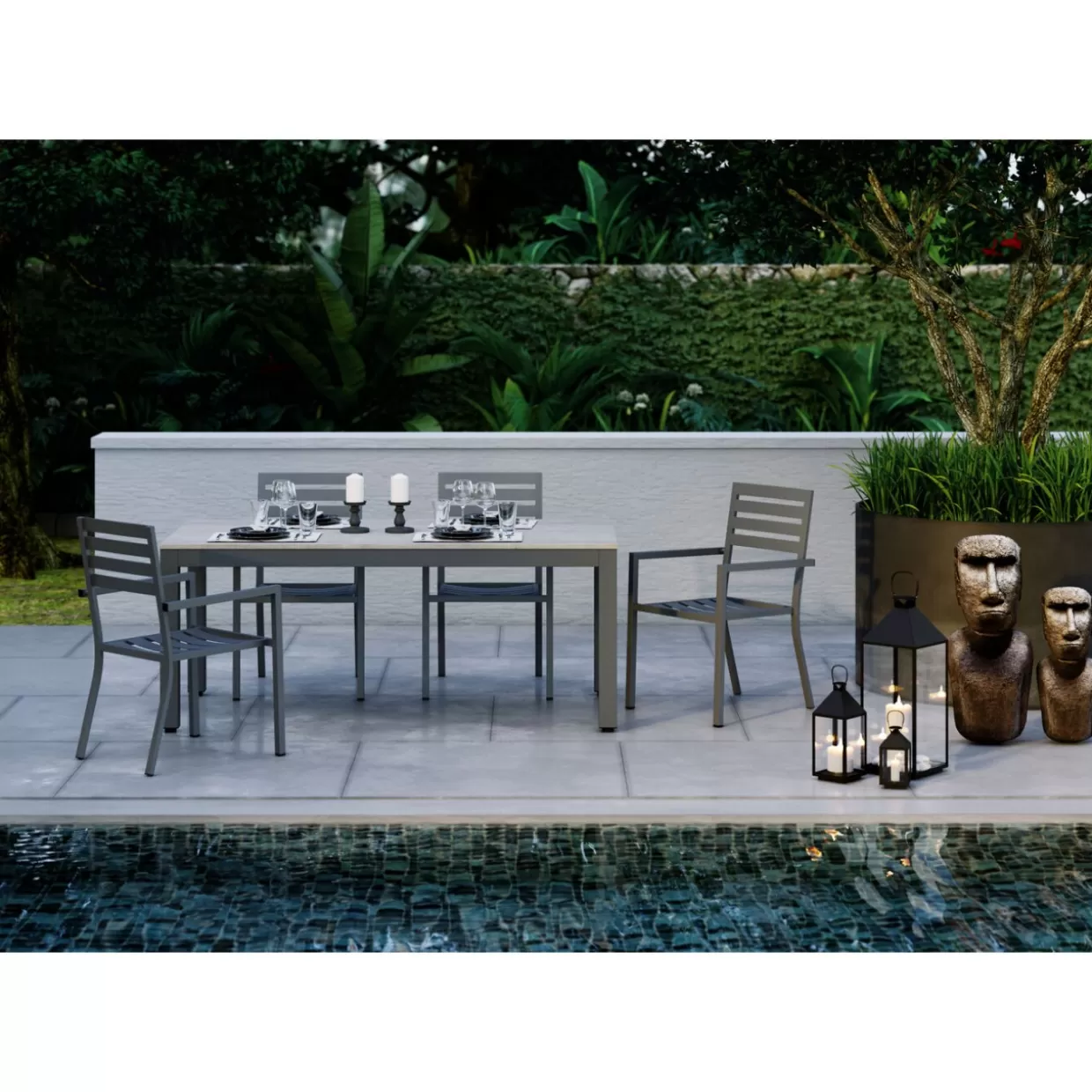 Lanterna decorativa Giardino in stile moderno - Set da 4 pezzi in finitura oro antico su struttura nera | Collezione esclusiva KARE Design per arredamento esterno ed interni