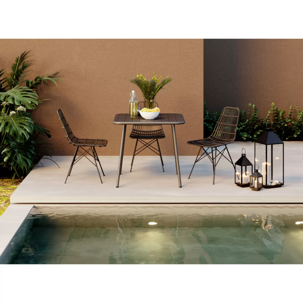 Lanterna decorativa Giardino in stile moderno - Set da 4 pezzi in finitura oro antico su struttura nera | Collezione esclusiva KARE Design per arredamento esterno ed interni