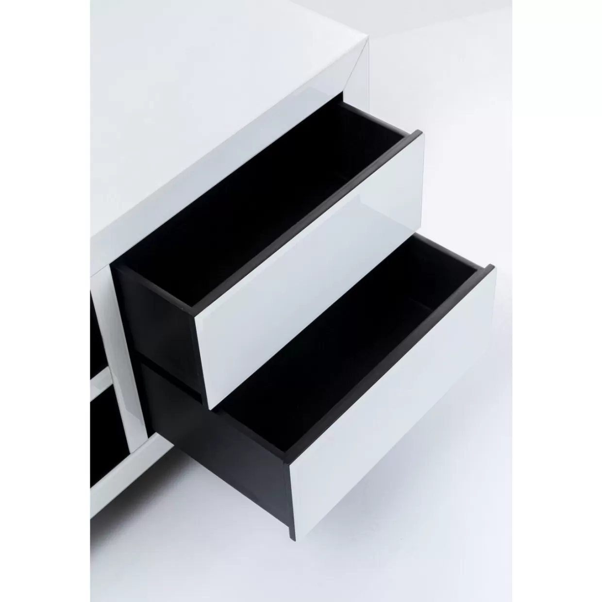Comò e Credenza Moderna Progetto KARE - Lowboard Push Design Elegante in Bianco Avorio, 140x50 cm