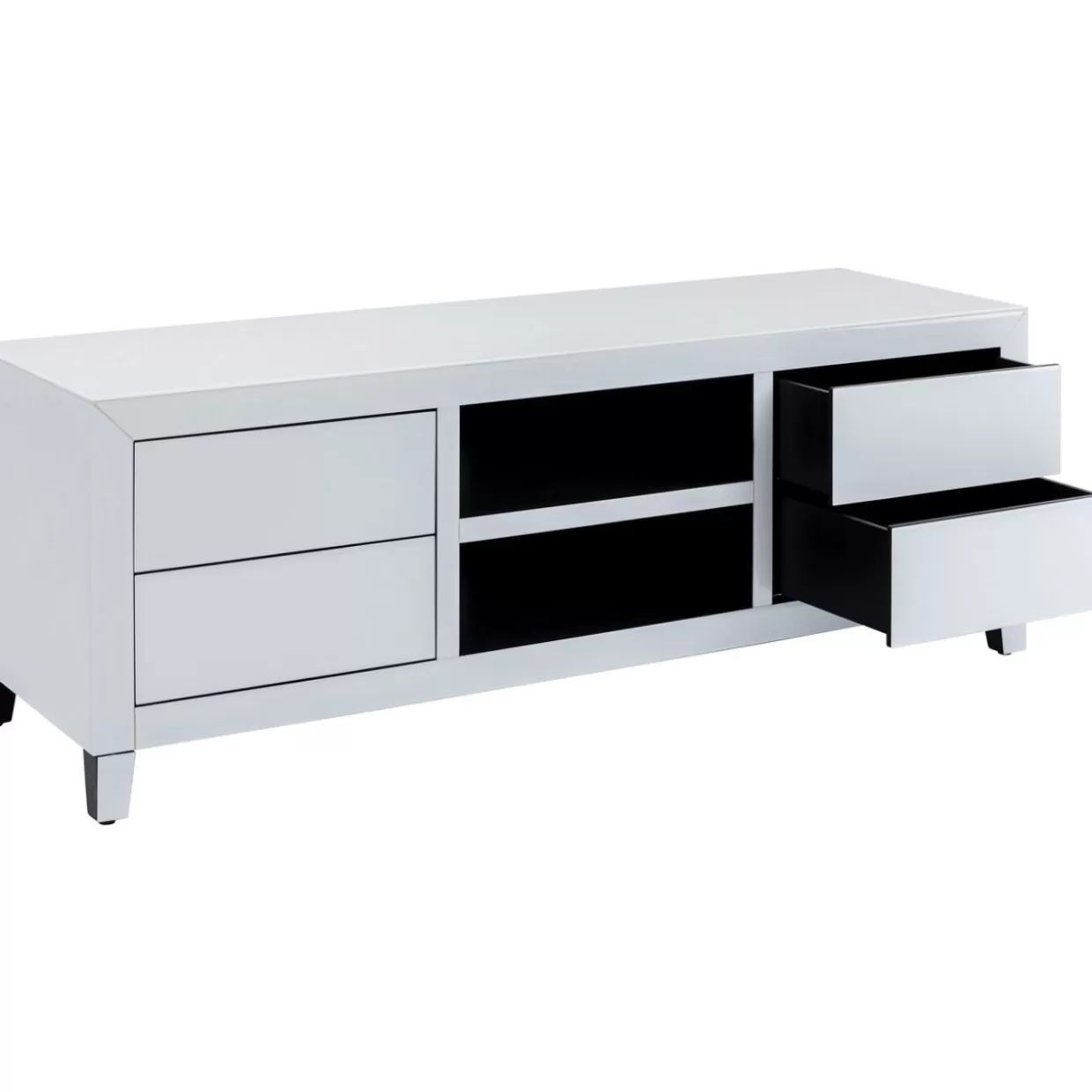 Comò e Credenza Moderna Progetto KARE - Lowboard Push Design Elegante in Bianco Avorio, 140x50 cm